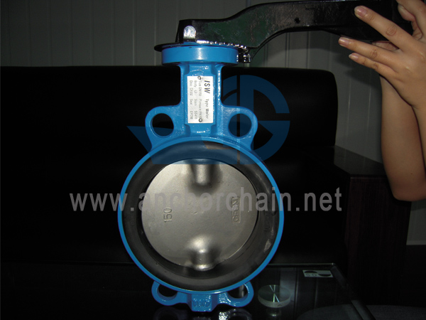 Katup Kupu-kupu Wafer Besi Cor Laut JIS F7480 5K 10K 16K (Operasi Tuas)